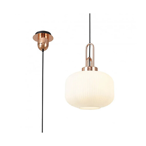 Luminaire Center Suspension design 1 ampoule Cuivre,opale