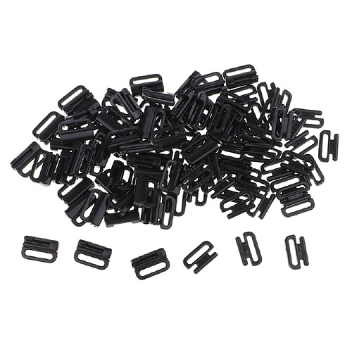 50x boucles de réglage de soutien-gorge en plastique crochet et fermoir coudre sur les attaches noir 12mm