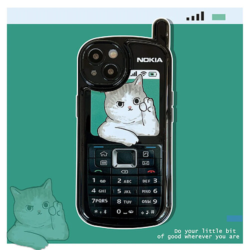 GUPBOO Étui pour iPhone13 Chaton drôle mange du poisson salé Chaîne de perles de coque de téléphone personnalisée