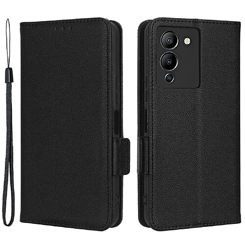 Etui en PU texture litchi, anti-chute, fermoir magnétique avec support pour votre Infinix Note 12 G96 4G X670 - noir