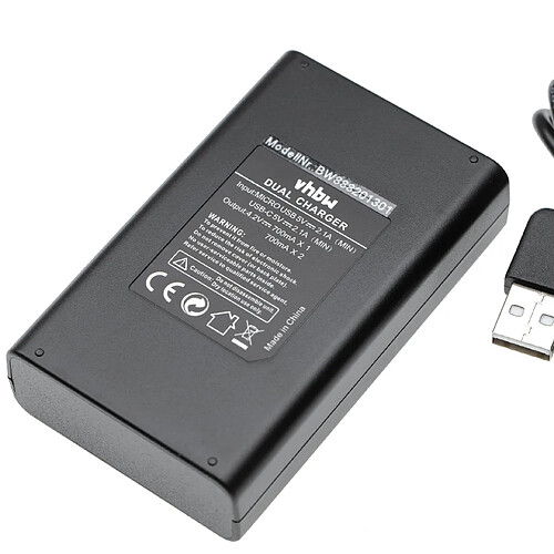 vhbw Chargeur de batterie double USB compatible avec Canon Powershot S90, S95, SD1200 IS, SD1300 IS, SD3500 IS, SD4000 IS caméra, DSLR, action-cam