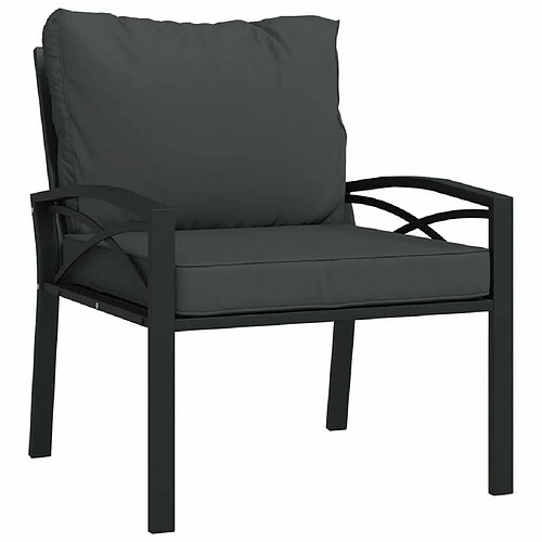 Maison Chic Chaise de jardin avec coussin - Fauteuil d'extérieurs gris 68x76x79 cm acier -MN48473