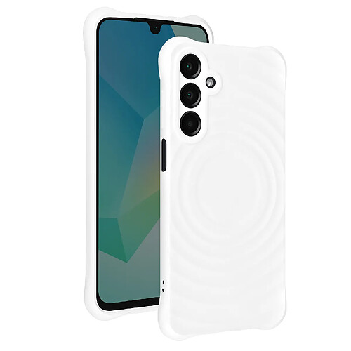 iMak Coque Silicone pour Samsung Galaxy A16 Antichoc Texture Vague en 3D Blanc