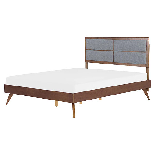 Beliani Lit double en bois marron et gris 160 x 200 cm POISSY