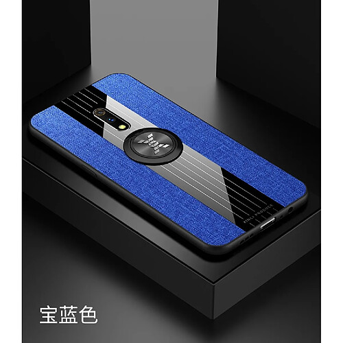 Wewoo Coque Souple Pour OPPO Realme X / K3 XINLI tissu de couture Antichoc TPU Housse de protection avec support d'anneau bleu