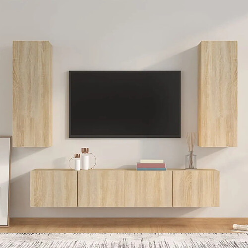 vidaXL Ensemble de meubles TV 4 pcs Chêne sonoma Bois d'ingénierie