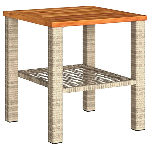 Maison Chic Table de jardin | Table d'extérieur beige 40x40x42 cm résine tressée et bois acacia -GKD36199