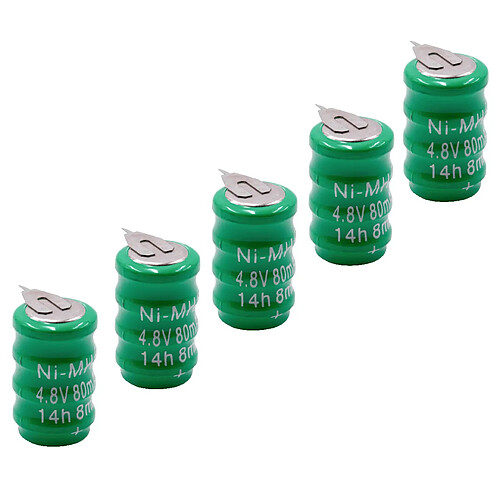 vhbw 5x NiMH pile bouton de remplacement pour type V80H 2 épingles 80mAh 4,8V convient pour les batteries de modélisme etc.