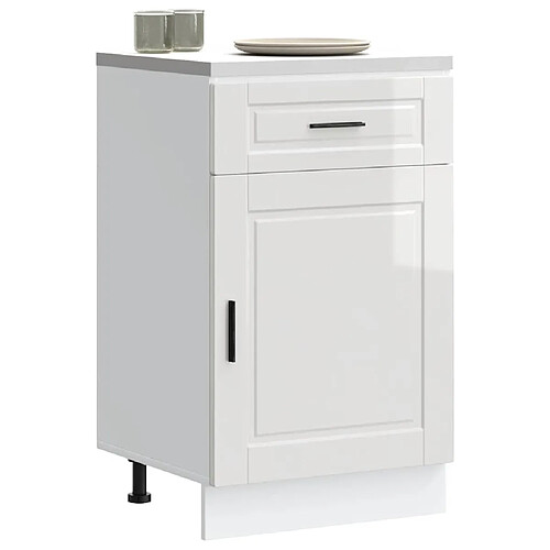 vidaXL Armoire de cuisine Porto blanc brillant bois ingénierie