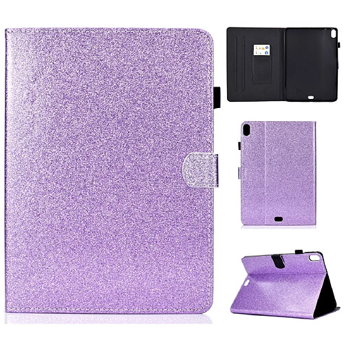 Wewoo Housse Étui Coque Pour iPad Pro 11 2018 Etui à rabat horizontal en cuir avec poudre de scintillement support et fente carte Violet