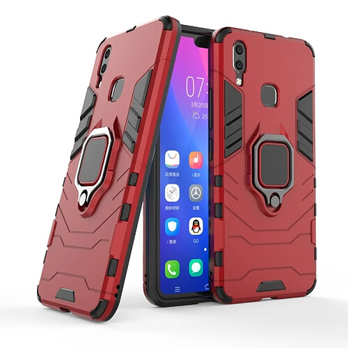 Wewoo Coque Housse de protection antichoc PC + TPU pour Vivo X21, avec support d'anneau magnétique (rouge)