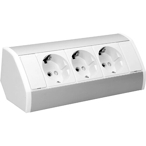 ORNO GM-9001/(GS) Multiprise Electrique D'angle Idéal pour Cuisine, Bureau et Plan de Travail, Montage en saillie à 45°, 3680W - Type De Prise Allemand - Schuko (Blanc)