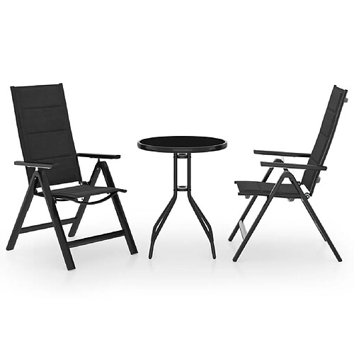 vidaXL Ensemble de bistrot 3 pcs noir et anthracite