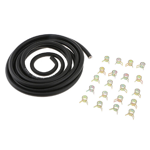 Conduite de Carburant de 3 Mètres de Diamètre Extérieur de 1/4 Pouce + Colliers de Serrage de 20 Pièces 2/5 "pour Petits Moteurs