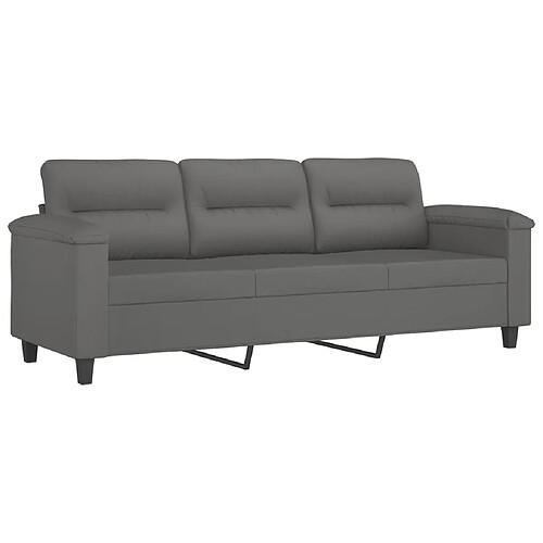 Maison Chic Canapé à 3 places,Canapé droit,Sofa de Salon,Banquette Gris foncé 180 cm Tissu microfibre -GKD522734