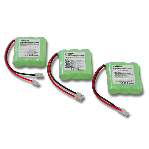 Lot 3 batteries Ni-MH vhbw 600mAh (3.6V) pour combiné téléphonique Binatone E3300, E3300 Quad comme T427, 30AAAM3BMX.