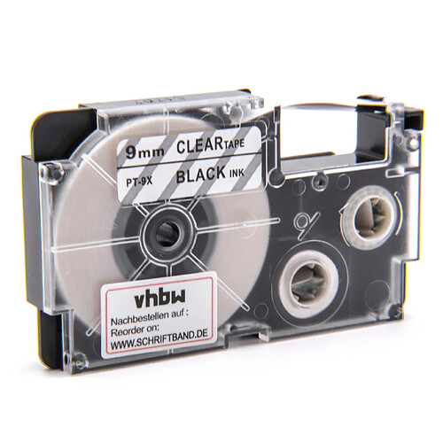 vhbw Cartouche cassette à ruban 9mm pour Casio KL-P1000, KL-820, KL-7400, KL-200E, KL-8100, KL-8200, KL-C500, CW-L300 comme XR-9X, XR-9X1