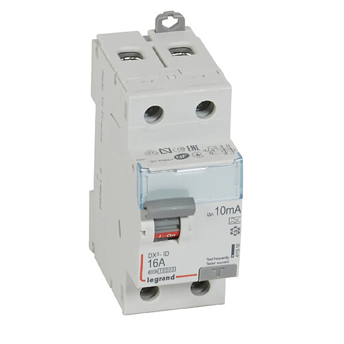 interrupteur différentiel legrand dx3 16a 10ma 2 poles type a - vis / vis