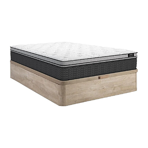 Vente-Unique Ensemble 160 x 200 cm sommier coffre naturel clair + matelas ressorts ensachés et surmatelas intégré ép.30cm - GAMIANI de YSMÉE