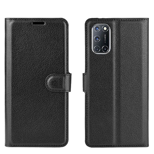 Etui en PU peau de litchi avec support noir pour votre Oppo A52/A92/A72