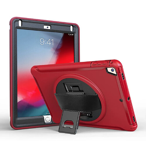 Coque en TPU Rotatif sur 360 degrés avec béquille et dragonne réglable rouge pour votre Apple iPad 9.7 (2018)/9.7(2017)/Air/Air 2/Pro 9.7 (2016)