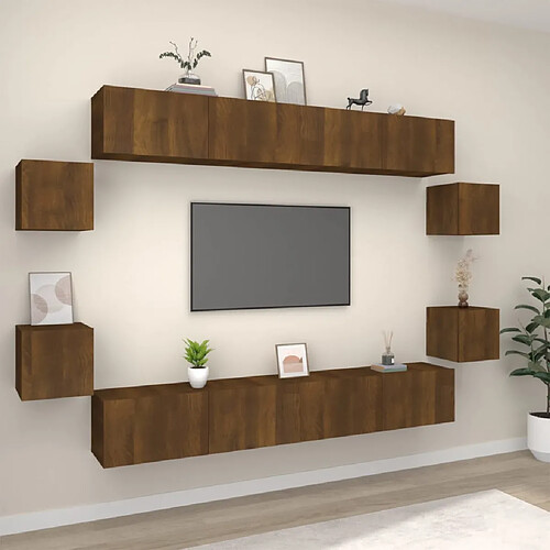 vidaXL Ensemble de meubles TV 8 pcs Chêne marron Bois d'ingénierie