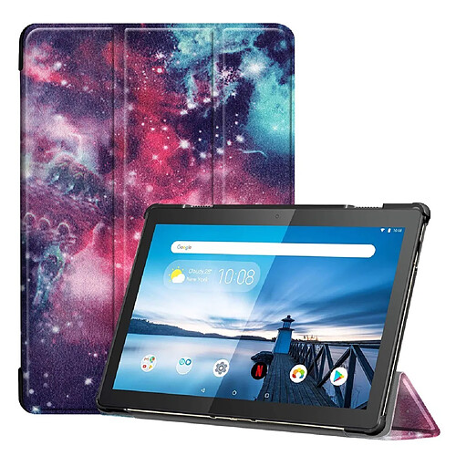 Etui en PU support triple pour l'impression de patrons galaxie pour votre Lenovo Tab M10 TB-X605F