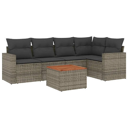 Maison Chic Ensemble Tables et chaises d'extérieur 6pcs avec coussins,Salon de jardin gris résine tressée -GKD476146