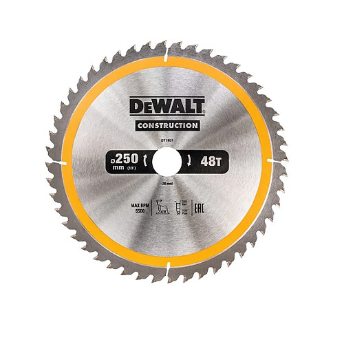 DeWalt - Lame de scie circulaire stationnaire 250x30mm, 48 dents - DT1957