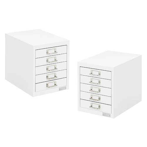 ML DESIGN MODERN LIVING Set de 2 armoire à dossiers avec 5 tiroirs en métal blanc classeur documents