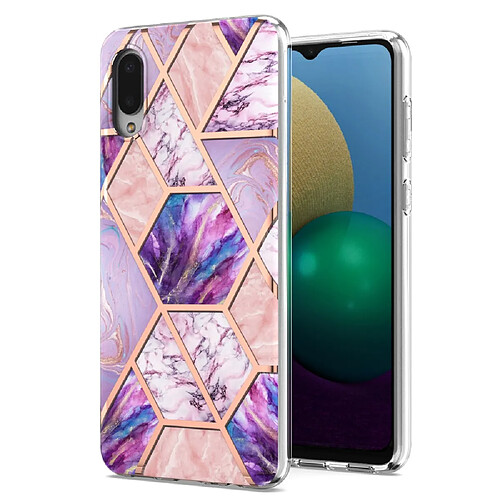 Coque en TPU 2,0mm, IMD, motif marbre, électroplaqué violet clair pour votre Samsung Galaxy A02/M02