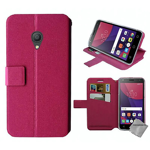 Htdmobiles Housse etui portefeuille pour Alcatel One Touch Pixi 4 3G (5.0) + film ecran - ROSE