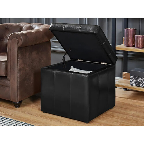 Vente-Unique Pouf coffre de rangement SERAFINO en simili - Noir