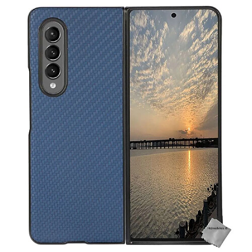 Htdmobiles Coque rigide carbone avant et arrière pour Samsung Galaxy Z Fold 4 5G - BLEU FONCE