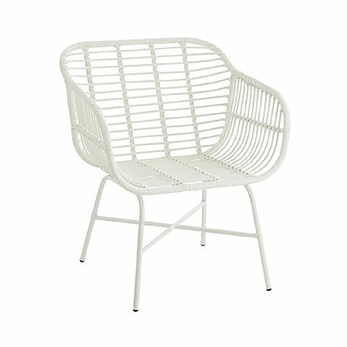 Mes Fauteuil 70x66x82 cm en rotin et fer blanc - YNOK