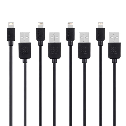 Wewoo Câble noir pour iPhone X / 8 et 8 Plus / 7 7 Plus / 6 6 6 Plus 6 s Plus / iPad 4 PCS 1 m haute vitesse Lightning à USB Sync Kit de de charge,