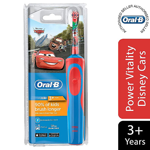 Universal Brosse à dents électrique rechargeable pour enfants à l'alimentation Oral-B Caractéristiques Disney Pixar Car(Rouge)