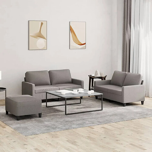 vidaXL Ensemble de canapés 3 pcs avec coussins Taupe Tissu