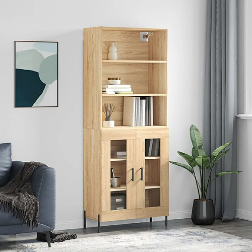 vidaXL Buffet haut Chêne sonoma 69,5x34x180 cm Bois d'ingénierie