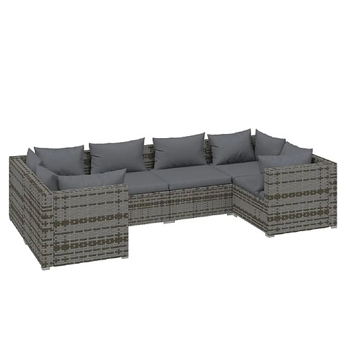 Maison Chic Salon de jardin 6 pcs + coussins - Mobilier/Meubles de jardin - Table et chaises d'extérieur résine tressée gris -MN67600