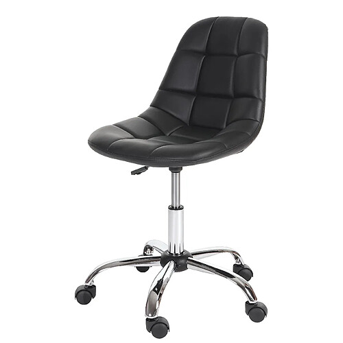 Decoshop26 Chaise de bureau pivotante tabouret sur roulettes en synthétique noir 04_0002031