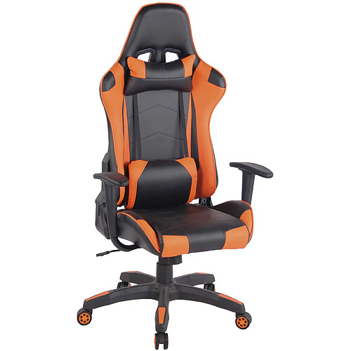 Decoshop26 Fauteuil de bureau design sportif mécanisme d'inclinaison coussins en PVC noir / orange 10_0002552