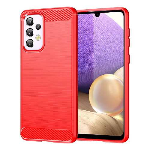 Coque en TPU anti-rayures, antichoc, 1,8 mm, surface brossée, texture en fibre de carbone rouge pour votre Samsung Galaxy A33 5G