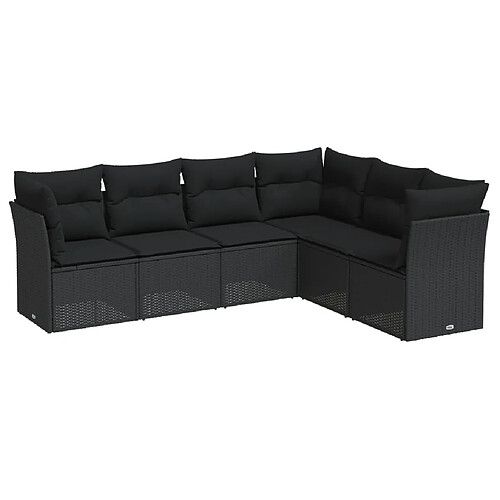 Maison Chic Salon de jardin 6 pcs avec coussins | Ensemble de Table et chaises | Mobilier d'Extérieur noir résine tressée -GKD67175