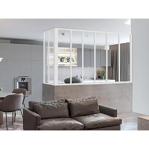 Vente-Unique Verrière d'angle atelier en aluminium thermolaqué - L180 x L60 x H105 cm - Blanc - BAYVIEW