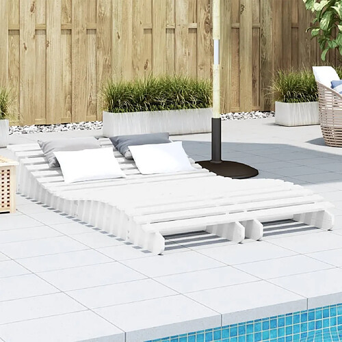 Maison Chic Lot de 2 Chaises longues | Bain de soleil Relax | Transat blanc 205x60x31,5cm bois massif de pin -GKD78013