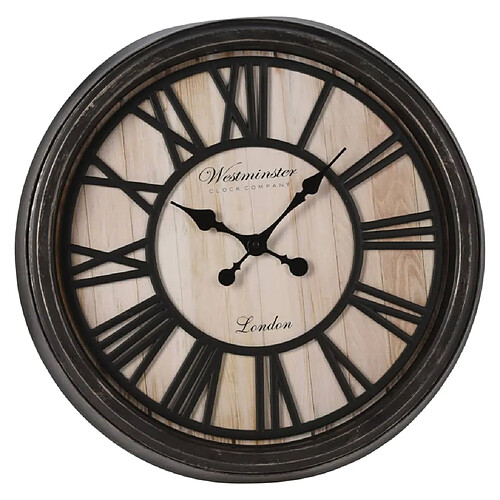 Es Collection H&S Collection Horloge murale chiffres romains London noir et naturel