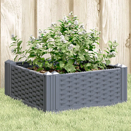 vidaXL Jardinière avec piquets bleu gris 42,5x42,5x28,5 cm PP