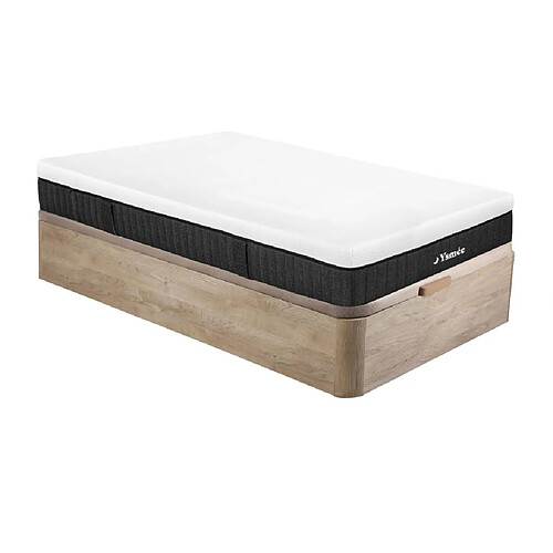 Vente-Unique Ensemble 90 x 190 cm sommier coffre naturel clair + matelas ressorts ensachés 5 zones ép.21cm - CIDORA de YSMÉE