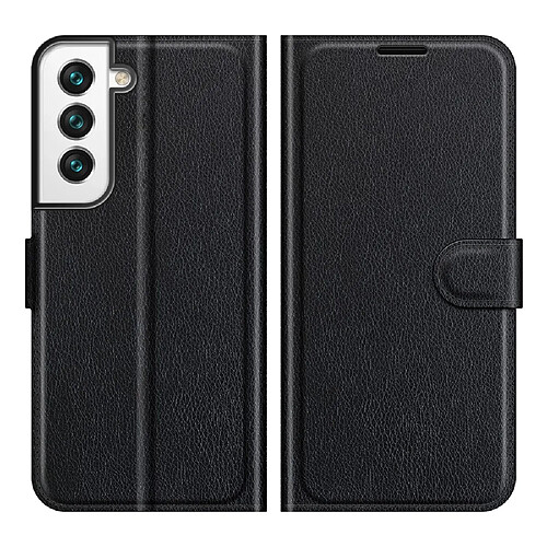 Etui en PU texture litchi, fermeture magnétique noir pour votre Samsung Galaxy S22 Plus